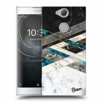 Picasee silikonowe przeźroczyste etui na Sony Xperia XA2 - Black & White geometry