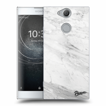 Picasee silikonowe przeźroczyste etui na Sony Xperia XA2 - White marble