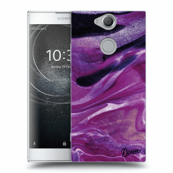 Picasee silikonowe przeźroczyste etui na Sony Xperia XA2 - Purple glitter