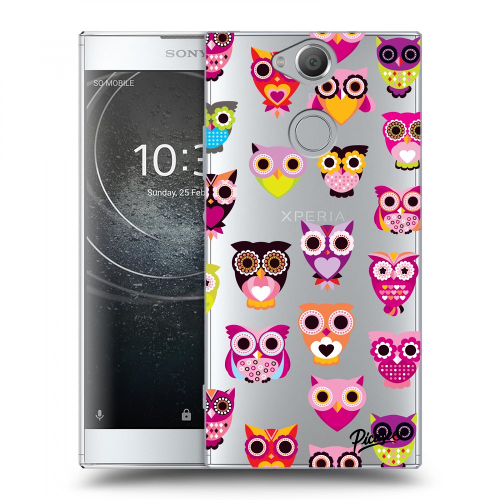 Picasee silikonowe przeźroczyste etui na Sony Xperia XA2 - Owls