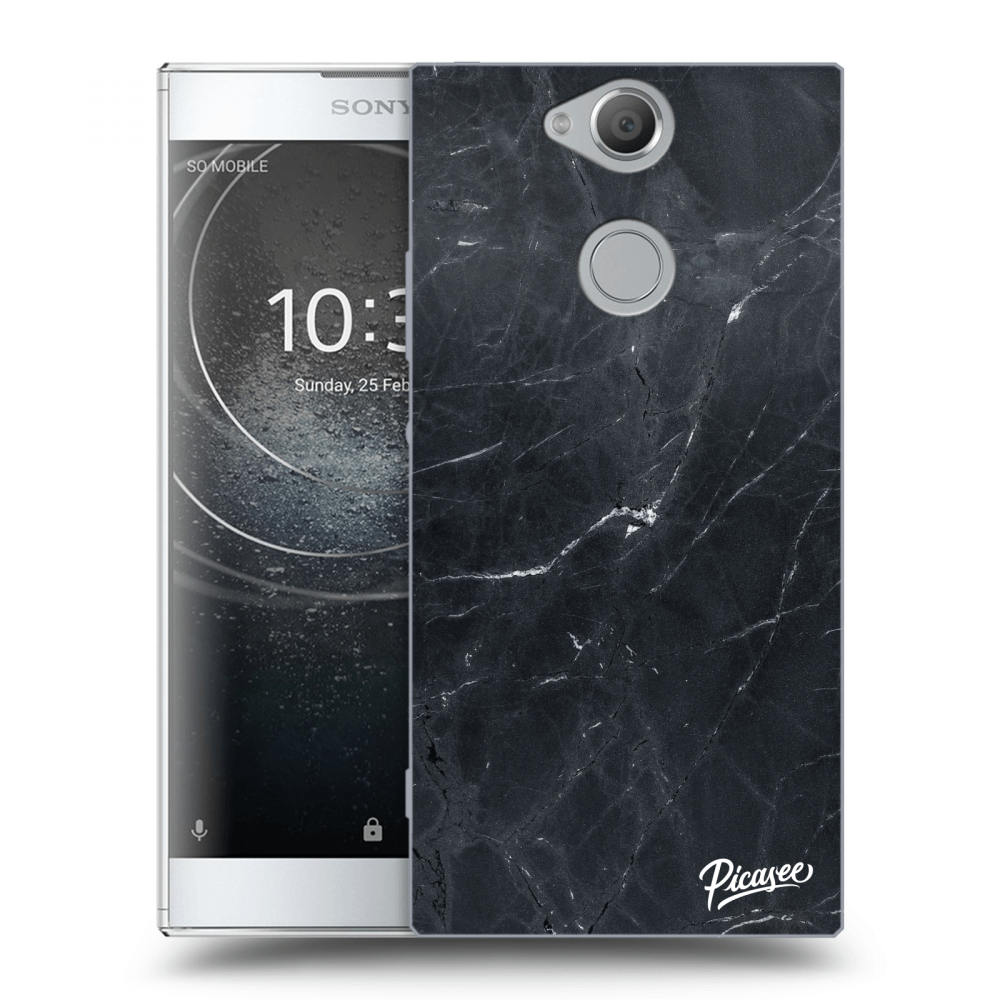 Picasee silikonowe przeźroczyste etui na Sony Xperia XA2 - Black marble
