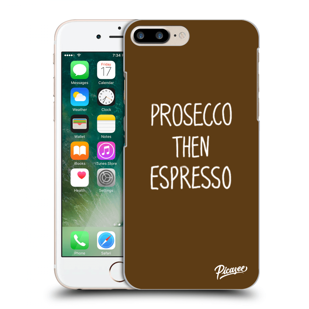 Picasee silikonowe czarne etui na Apple iPhone 7 Plus - Prosecco then espresso