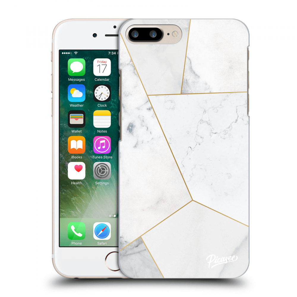 Picasee silikonowe przeźroczyste etui na Apple iPhone 7 Plus - White tile