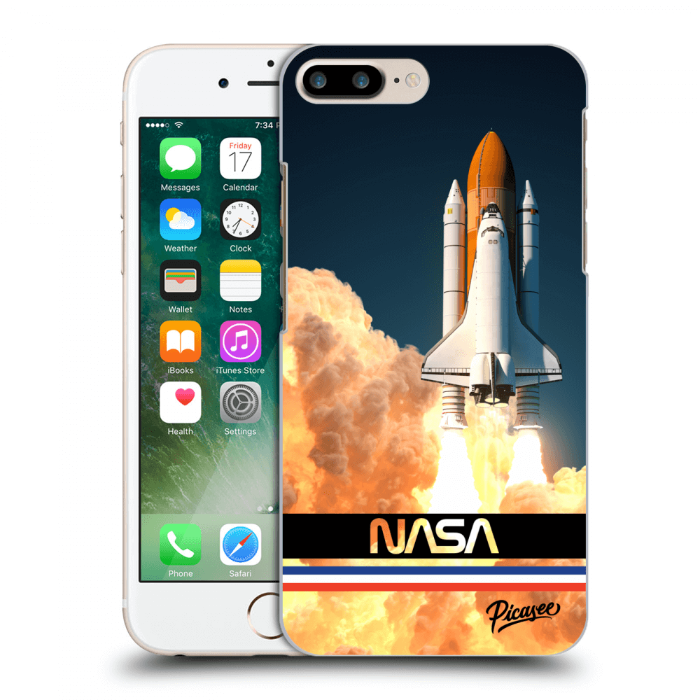 Picasee silikonowe czarne etui na Apple iPhone 7 Plus - Space Shuttle