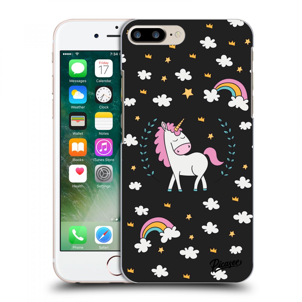 Picasee silikonowe czarne etui na Apple iPhone 7 Plus - Unicorn star heaven