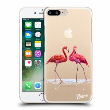 Picasee silikonowe przeźroczyste etui na Apple iPhone 7 Plus - Flamingos couple