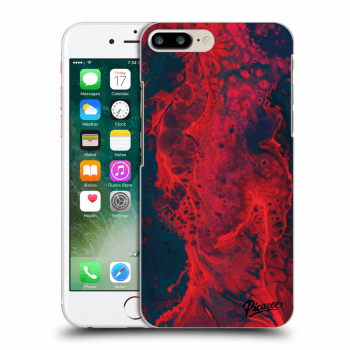 Picasee silikonowe czarne etui na Apple iPhone 7 Plus - Organic red