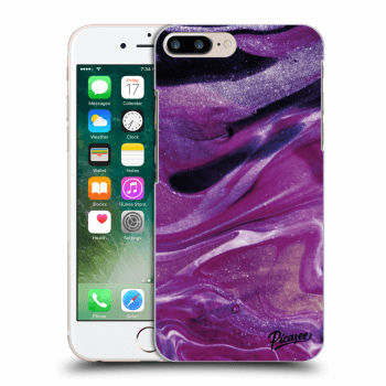 Picasee silikonowe czarne etui na Apple iPhone 7 Plus - Purple glitter