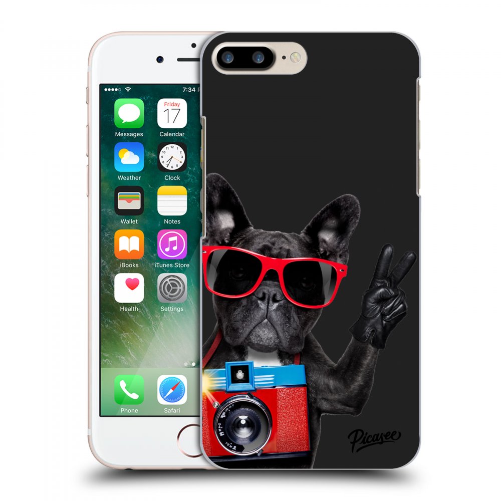 Picasee silikonowe czarne etui na Apple iPhone 7 Plus - French Bulldog