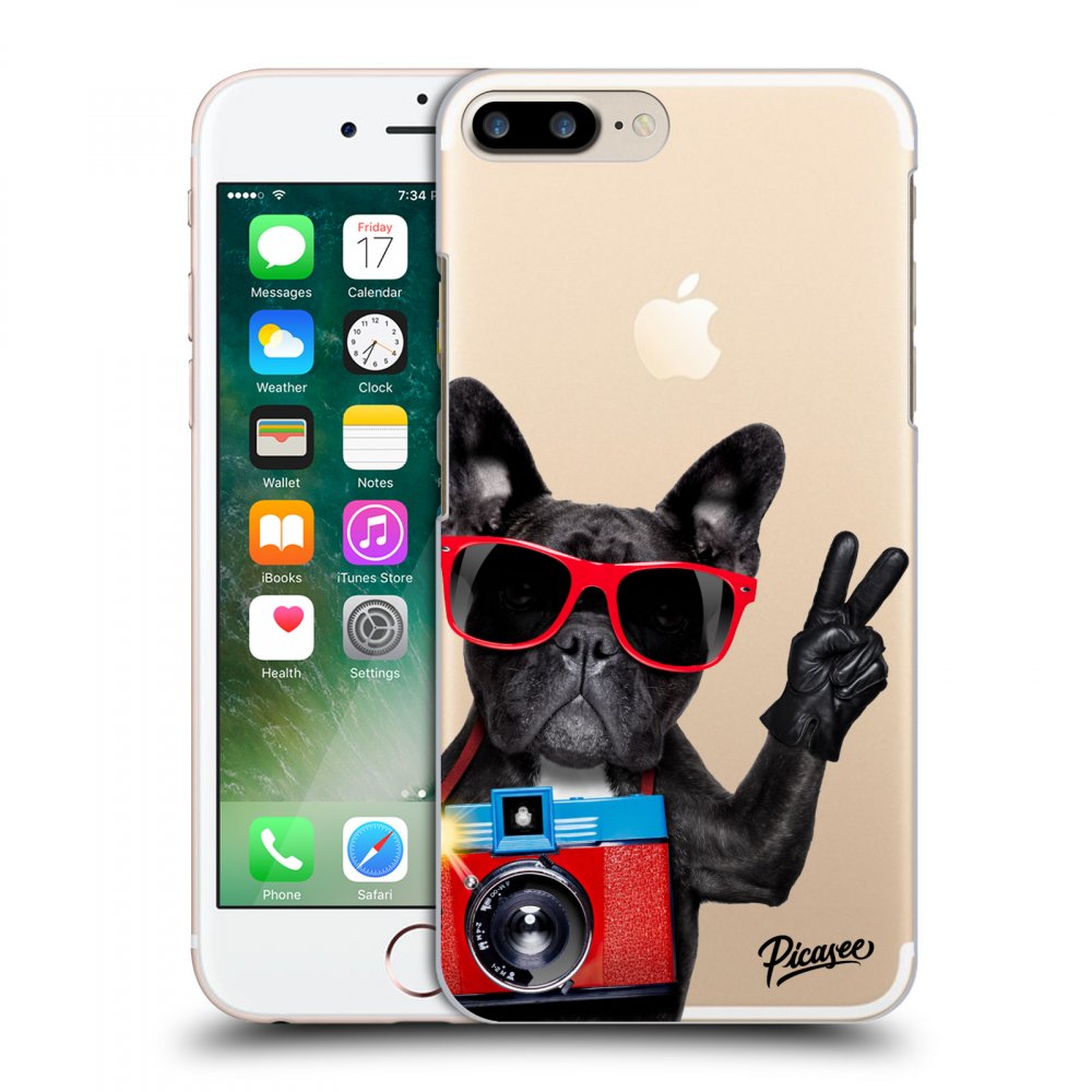 Picasee silikonowe przeźroczyste etui na Apple iPhone 7 Plus - French Bulldog