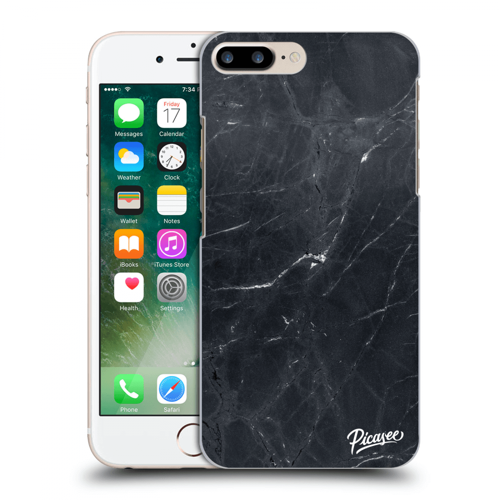 Picasee silikonowe czarne etui na Apple iPhone 7 Plus - Black marble