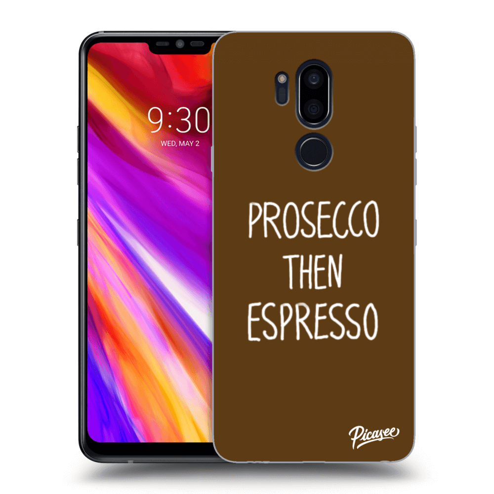 Picasee silikonowe przeźroczyste etui na LG G7 ThinQ - Prosecco then espresso