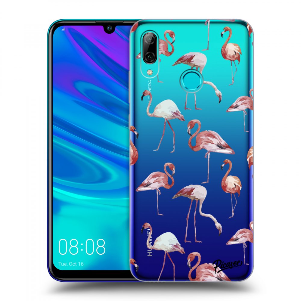 Picasee silikonowe przeźroczyste etui na Huawei P Smart 2019 - Flamingos