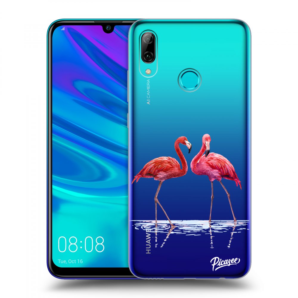 Picasee silikonowe przeźroczyste etui na Huawei P Smart 2019 - Flamingos couple