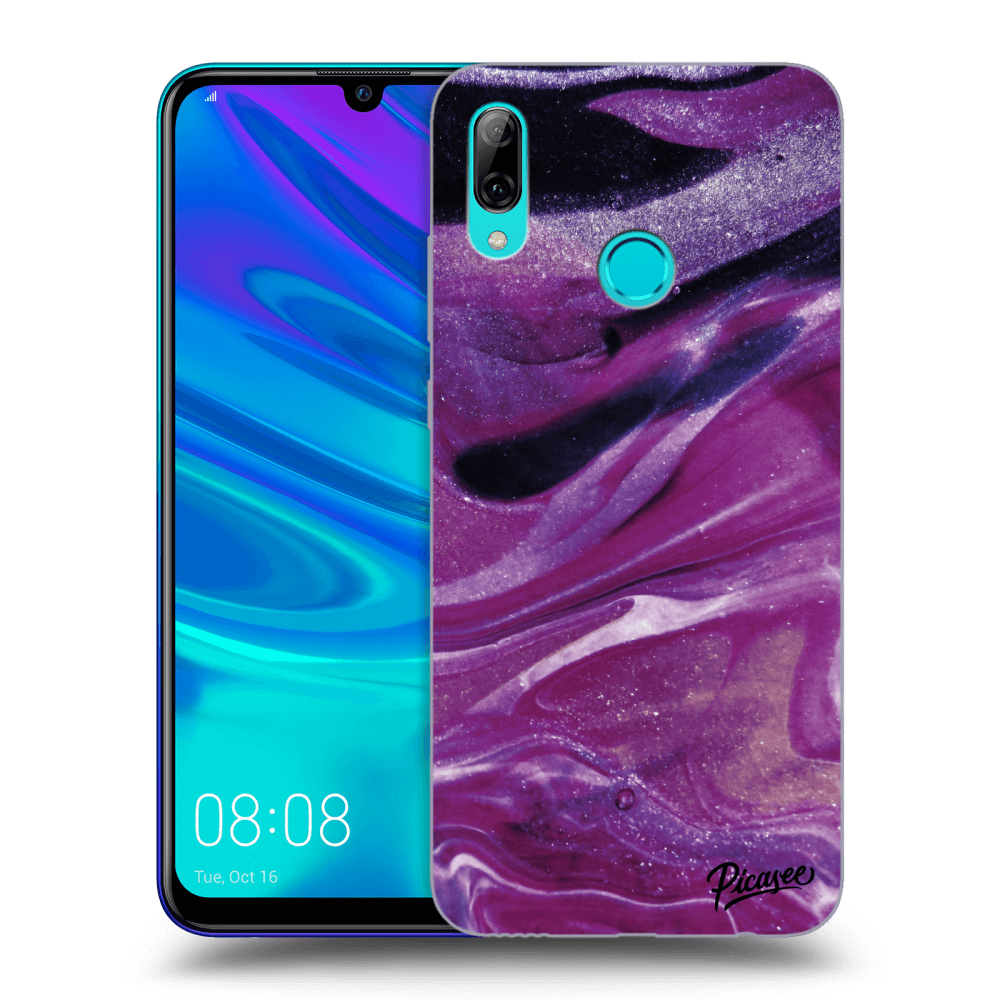 Picasee silikonowe przeźroczyste etui na Huawei P Smart 2019 - Purple glitter