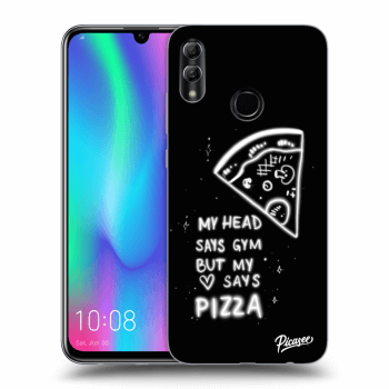 Picasee silikonowe czarne etui na Honor 10 Lite - Pizza