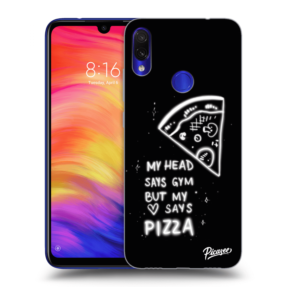 Picasee silikonowe czarne etui na Xiaomi Redmi Note 7 - Pizza
