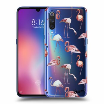 Picasee silikonowe przeźroczyste etui na Xiaomi Mi 9 - Flamingos
