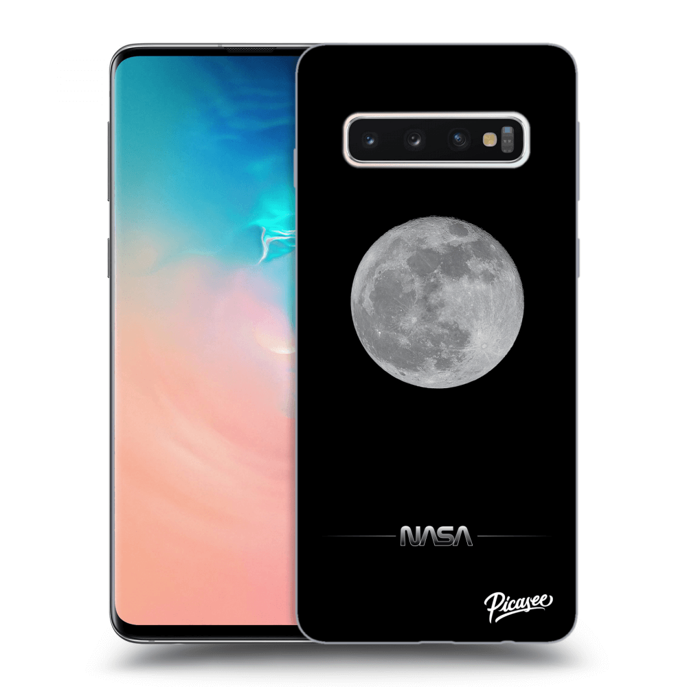 Picasee silikonowe czarne etui na Samsung Galaxy S10 G973 - Moon Minimal