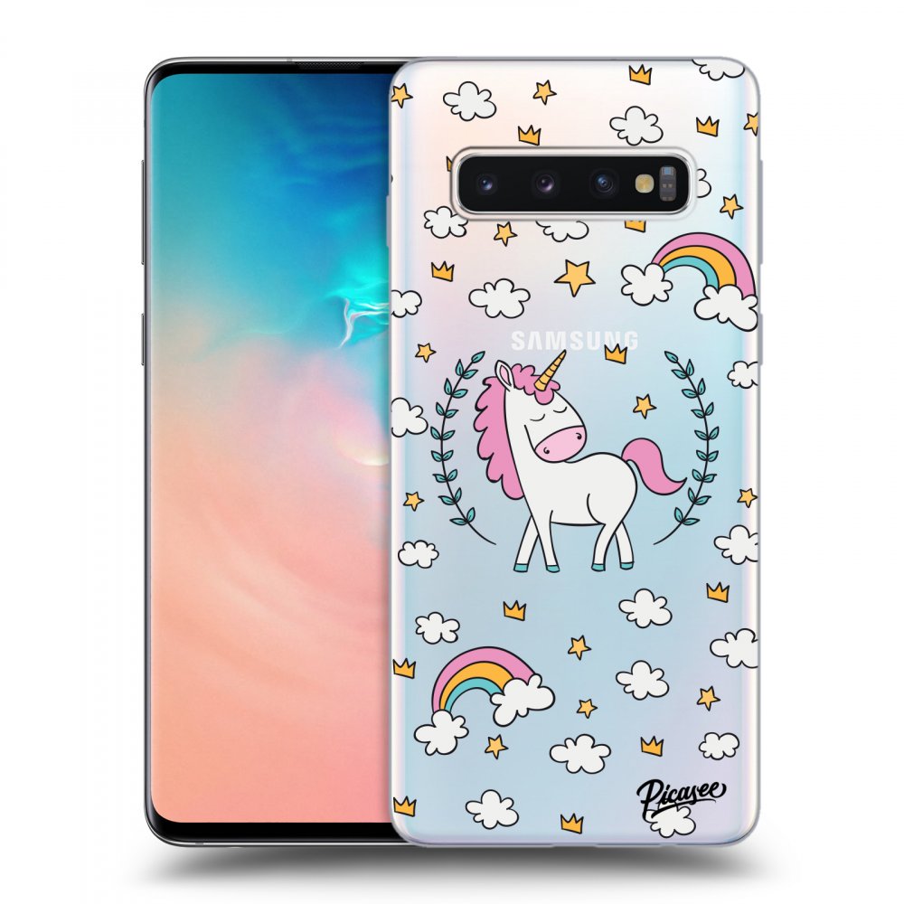 Picasee silikonowe przeźroczyste etui na Samsung Galaxy S10 G973 - Unicorn star heaven