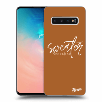 Picasee silikonowe przeźroczyste etui na Samsung Galaxy S10 G973 - Sweater weather