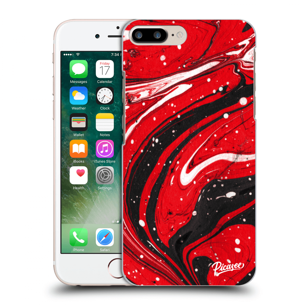 Picasee silikonowe przeźroczyste etui na Apple iPhone 8 Plus - Red black