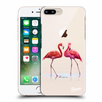 Picasee silikonowe przeźroczyste etui na Apple iPhone 8 Plus - Flamingos couple