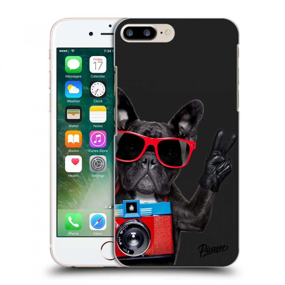 Picasee silikonowe czarne etui na Apple iPhone 8 Plus - French Bulldog