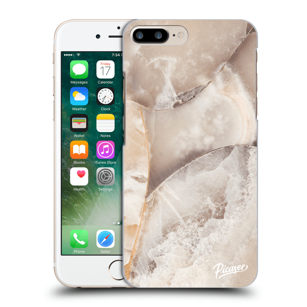 Picasee silikonowe przeźroczyste etui na Apple iPhone 8 Plus - Cream marble