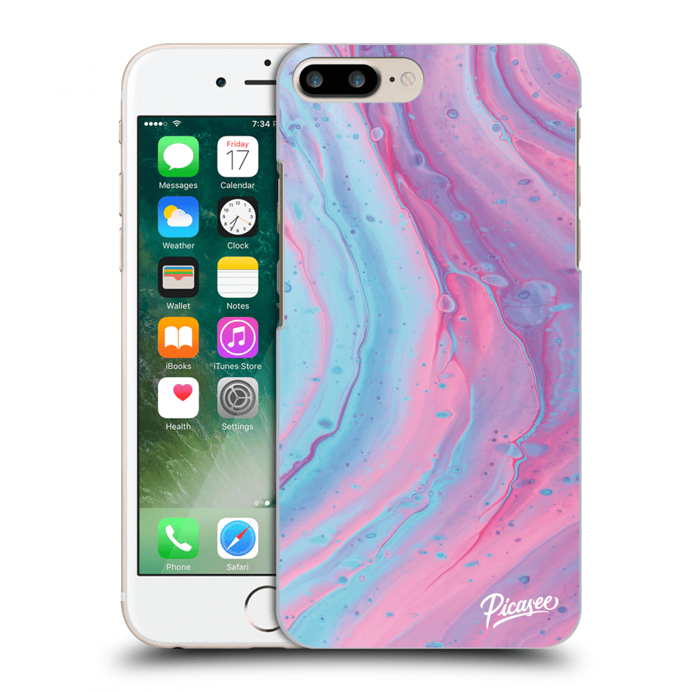 Picasee silikonowe przeźroczyste etui na Apple iPhone 8 Plus - Pink liquid