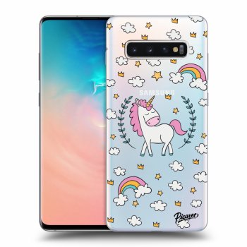 Picasee silikonowe przeźroczyste etui na Samsung Galaxy S10 Plus G975 - Unicorn star heaven