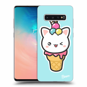 Picasee silikonowe przeźroczyste etui na Samsung Galaxy S10 Plus G975 - Ice Cream Cat