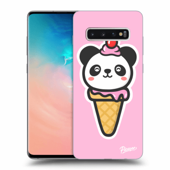 Picasee silikonowe czarne etui na Samsung Galaxy S10 Plus G975 - Ice Cream Panda