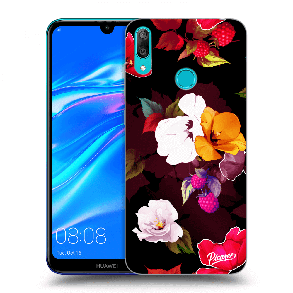 Picasee silikonowe przeźroczyste etui na Huawei Y7 2019 - Flowers and Berries