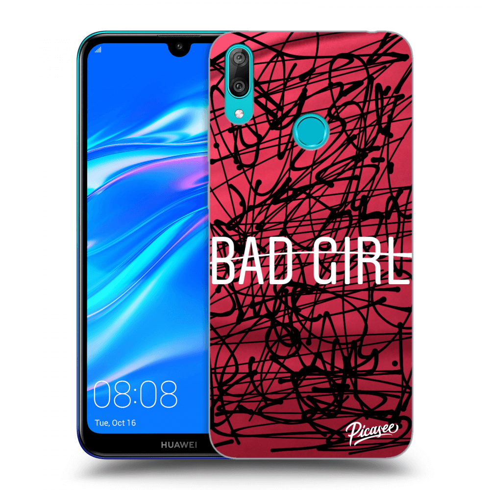 Picasee silikonowe czarne etui na Huawei Y7 2019 - Bad girl