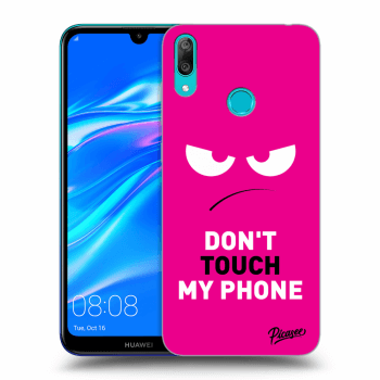 Picasee silikonowe przeźroczyste etui na Huawei Y7 2019 - Angry Eyes - Pink