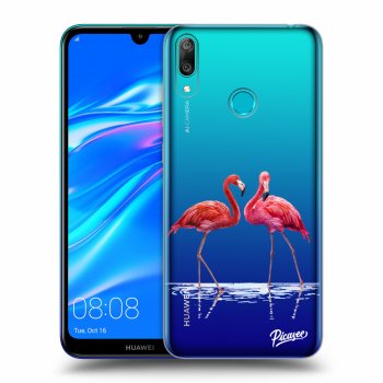 Picasee silikonowe przeźroczyste etui na Huawei Y7 2019 - Flamingos couple