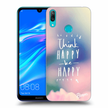 Picasee silikonowe przeźroczyste etui na Huawei Y7 2019 - Think happy be happy