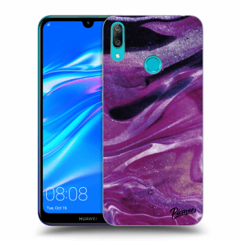 Picasee silikonowe czarne etui na Huawei Y7 2019 - Purple glitter