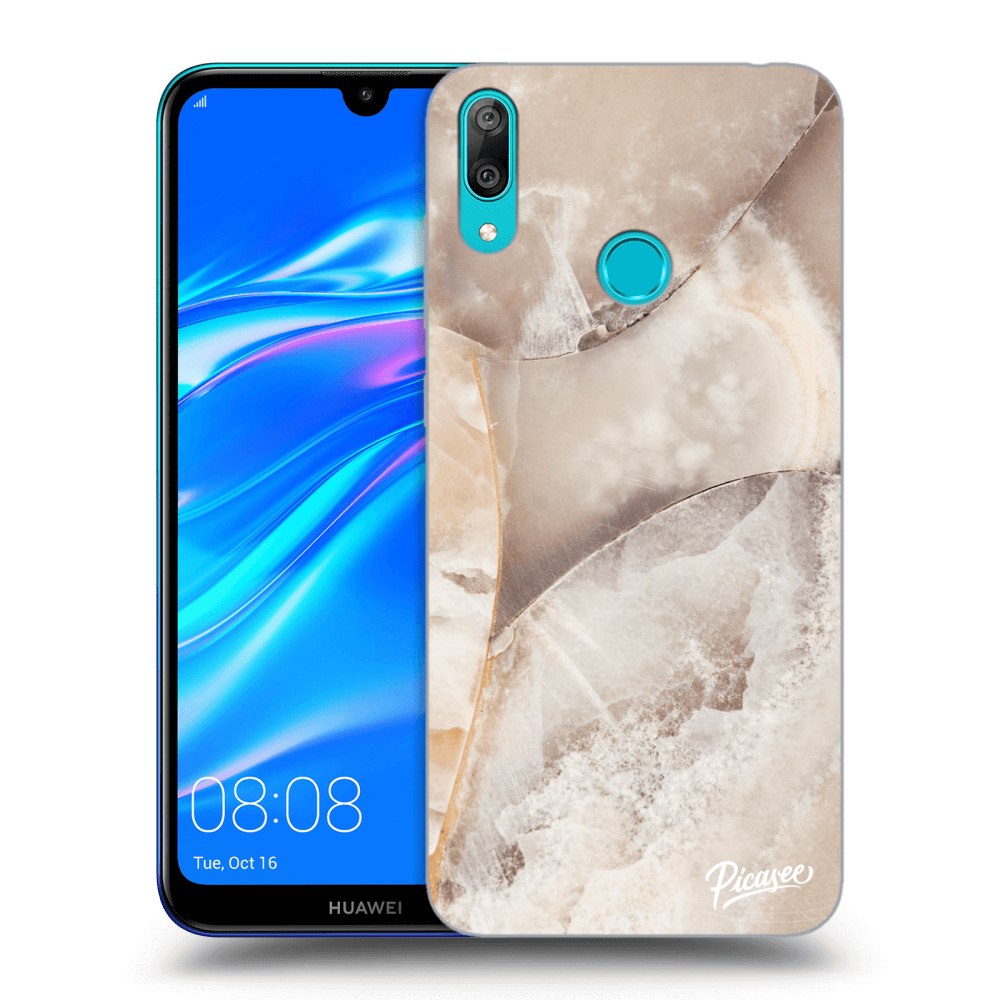 Picasee silikonowe przeźroczyste etui na Huawei Y7 2019 - Cream marble