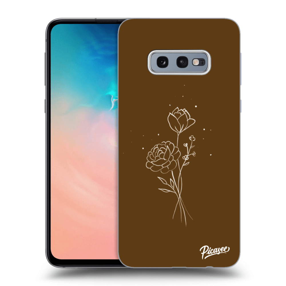 Picasee silikonowe czarne etui na Samsung Galaxy S10e G970 - Brown flowers