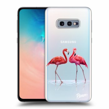 Picasee silikonowe przeźroczyste etui na Samsung Galaxy S10e G970 - Flamingos couple