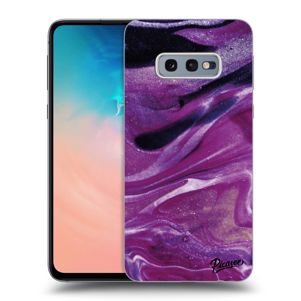 Picasee silikonowe przeźroczyste etui na Samsung Galaxy S10e G970 - Purple glitter