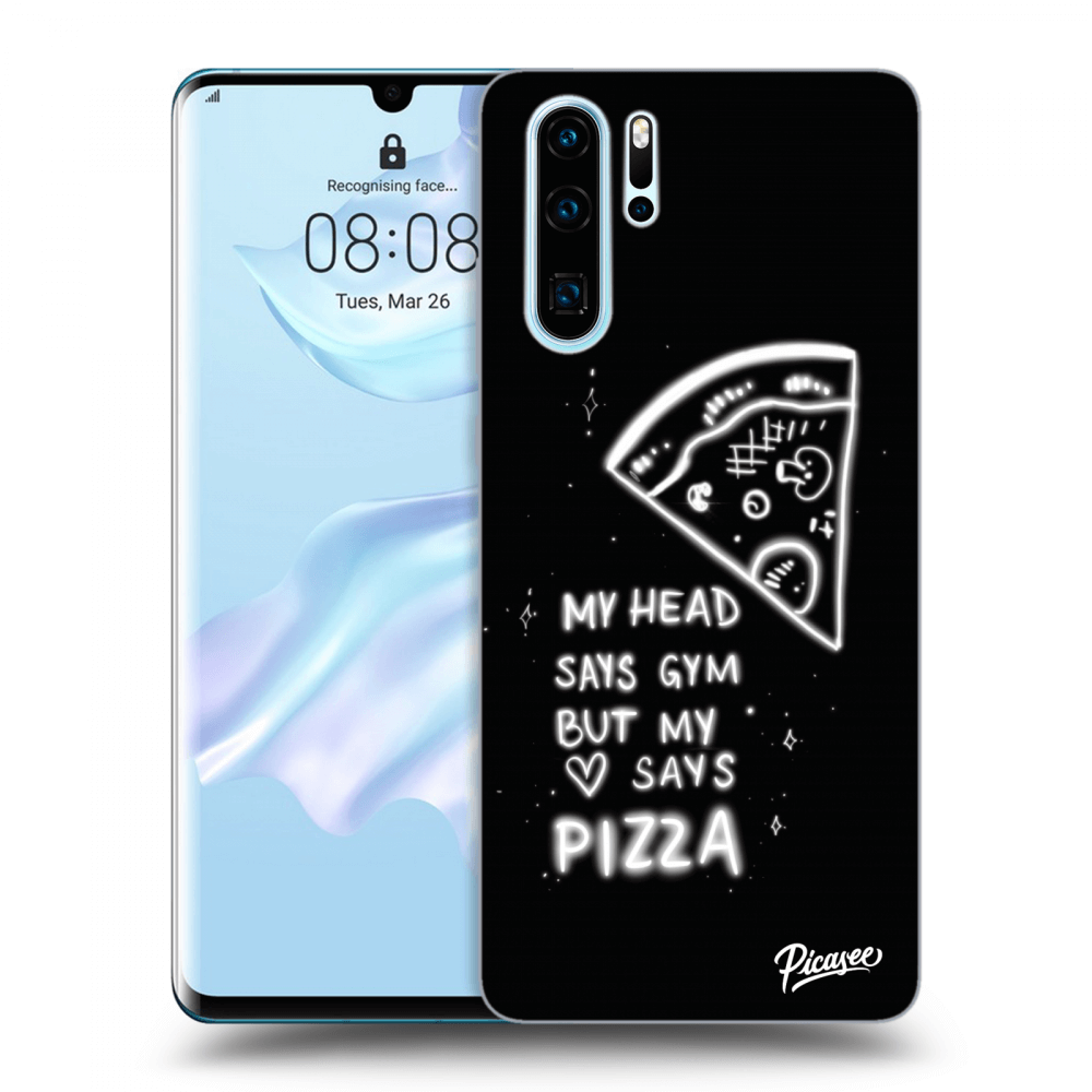 Picasee silikonowe czarne etui na Huawei P30 Pro - Pizza