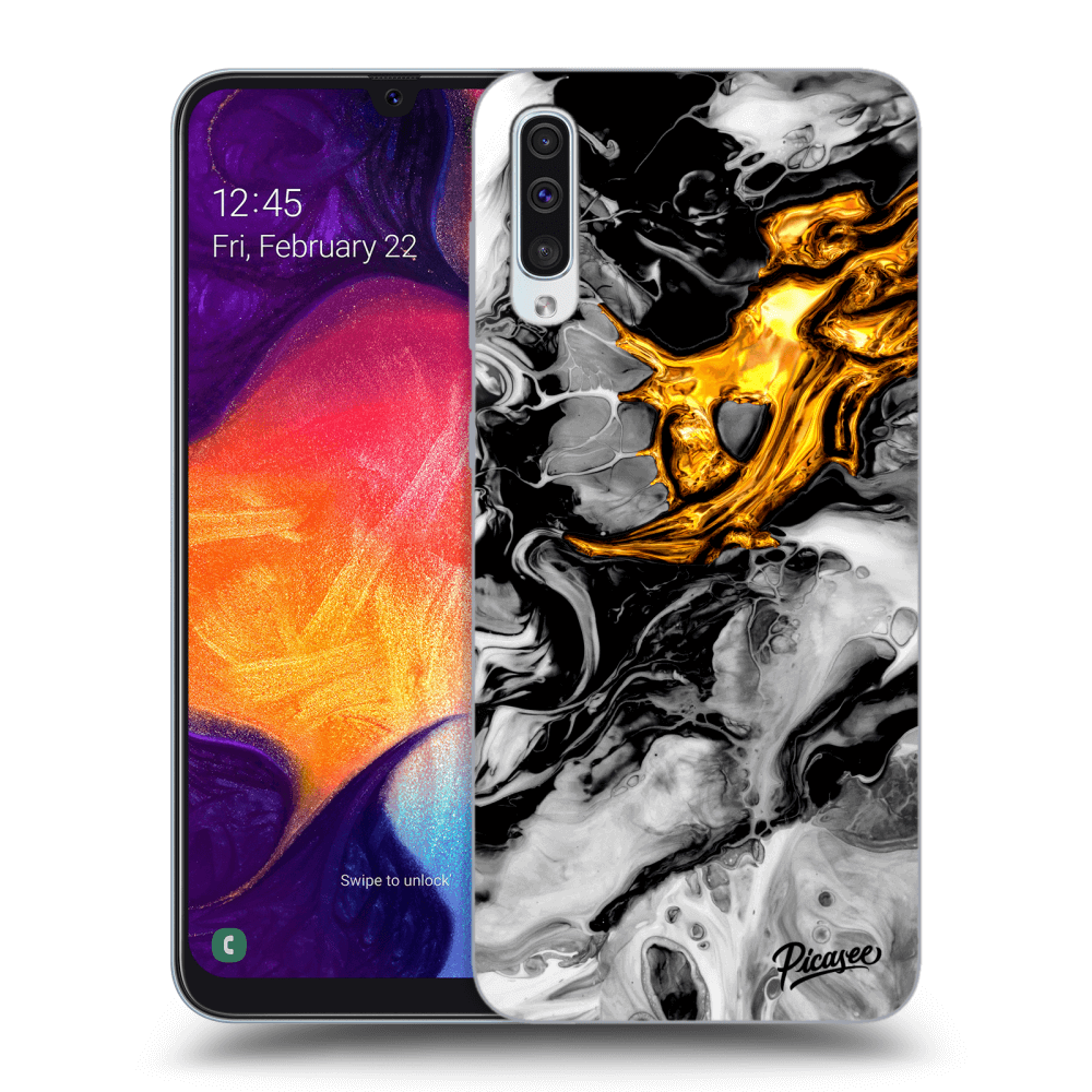 Picasee ULTIMATE CASE pro Samsung Galaxy A50 A505F - Black Gold 2