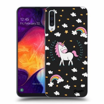 Picasee silikonowe czarne etui na Samsung Galaxy A50 A505F - Unicorn star heaven