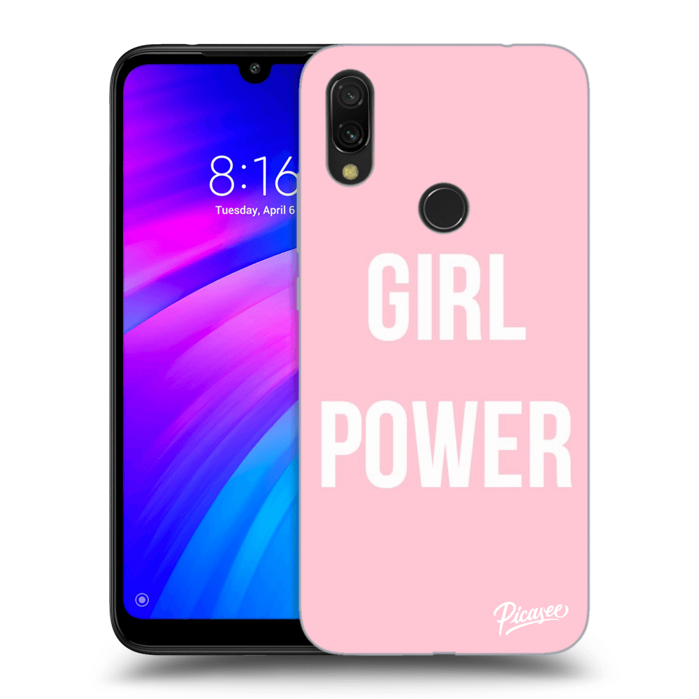 Picasee silikonowe czarne etui na Xiaomi Redmi 7 - Girl power