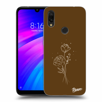 Picasee silikonowe przeźroczyste etui na Xiaomi Redmi 7 - Brown flowers