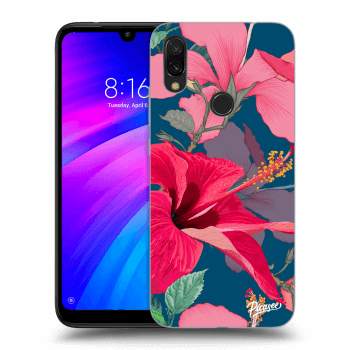 Picasee silikonowe czarne etui na Xiaomi Redmi 7 - Hibiscus