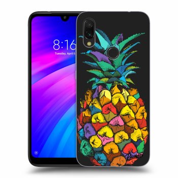 Picasee silikonowe czarne etui na Xiaomi Redmi 7 - Pineapple